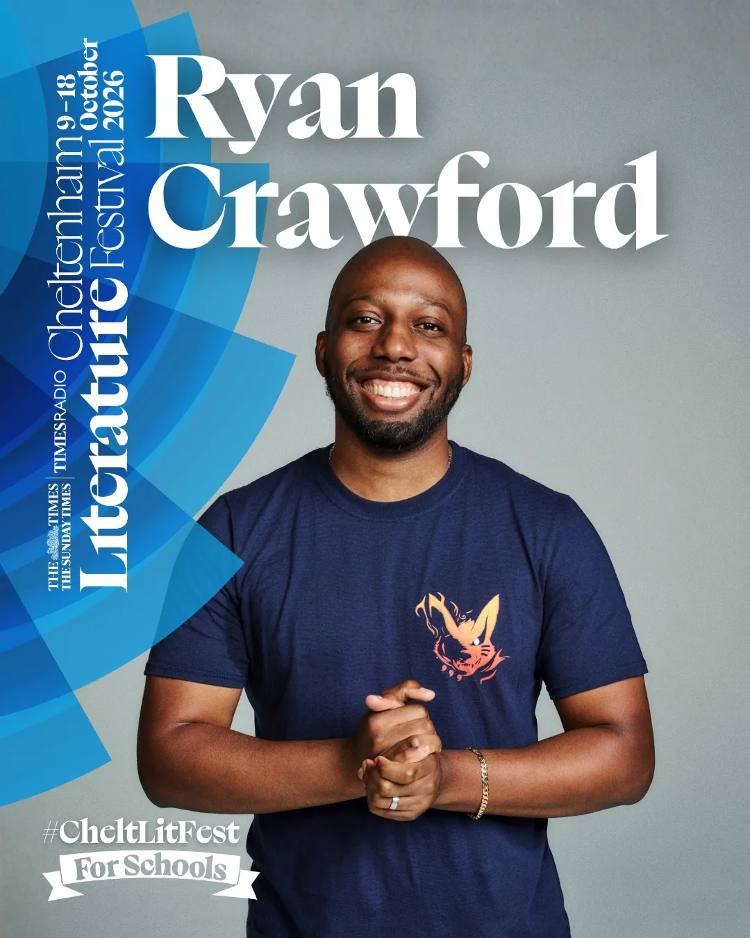 Cheltenham Literature Festival 2026 banner featuring Ryan Crawford, #CheltLitFest For Schools